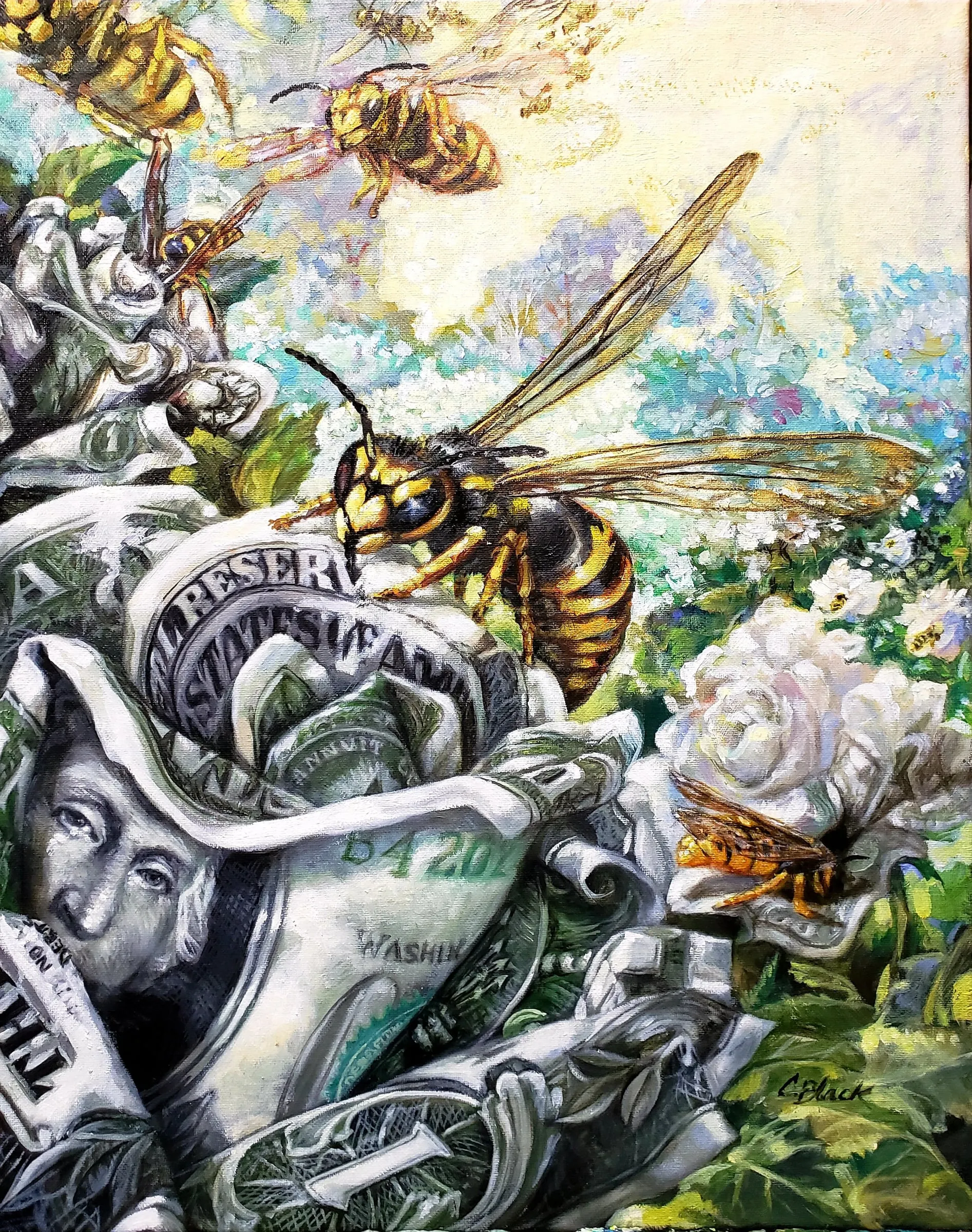 Yellow Jacket, oil painting by Colleen Black