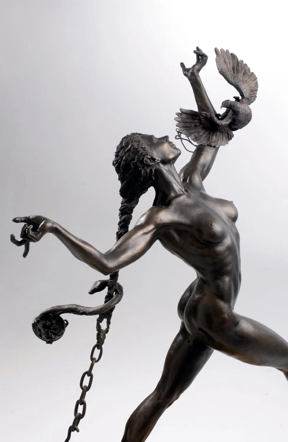 Blind Faith, bronze sculpture by Colleen Black, side view