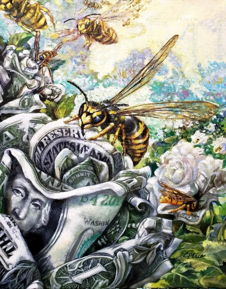 Yellow Jacket, oil painting by Colleen Black